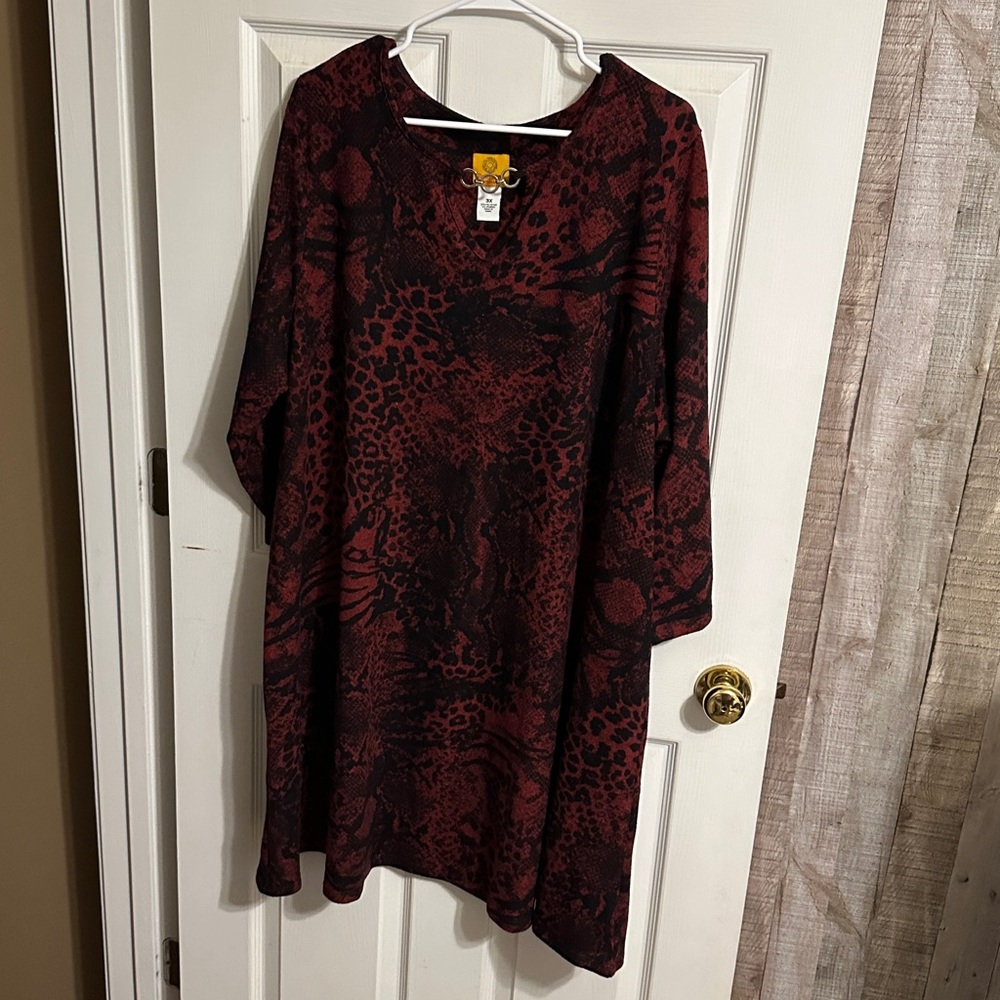 Ruby Rd. Red and Black Midi Dress